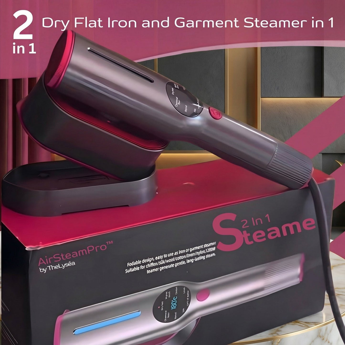 SteamerPro Portable 2-in-1 garment steamer and iron
