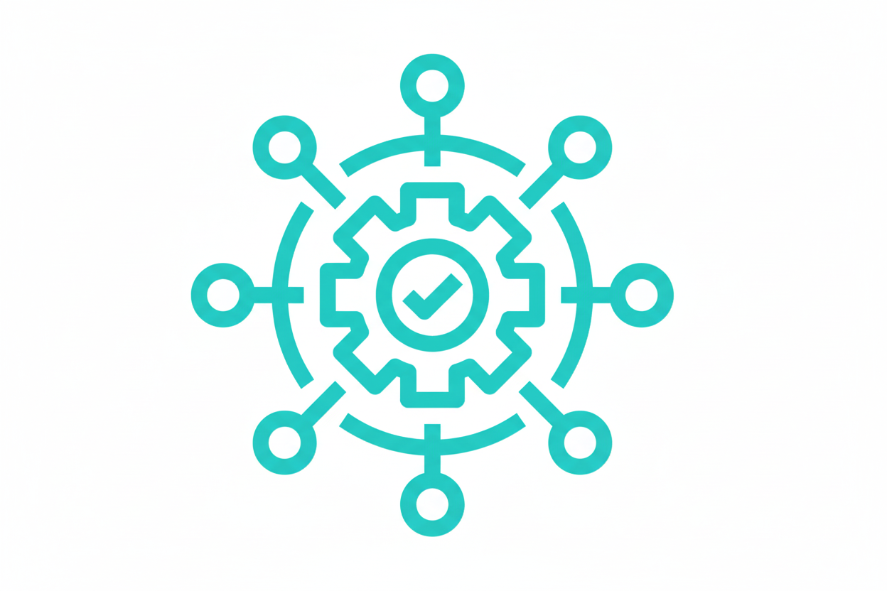 Decorative icon with a check mark in the center on a white background